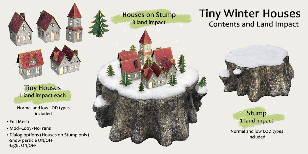 HPMD* Tiny Winter Houses - Contents and Land Impact